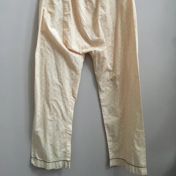 Vintage 2-Piece PJ/Pyjama Set - Light Buttercream Yellow with Brown Detailing - Picture 11 of 11